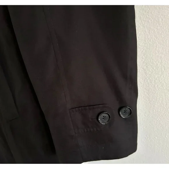 Schneiders Salzburg Men's Black Microfiber Trench Coat Wool Blend Lining Size 40